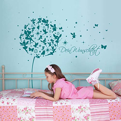 ilka parey wandtattoo-welt Wandtattoo Wandaufkleber Pusteblume Elfen Feen Schmetterlinge Wunschtext M2056 ausgewählte Farbe: *Beere* ausgewählte Größe: *L - 156cm breit x 148cm hoch* von ilka parey wandtattoo-welt