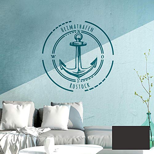 ilka parey wandtattoo-welt® Wandtattoo Wandbild Wandaufkleber Aufkleber Heimathafen Rostock Anker M2078 - ausgewählte Farbe: *dunkelgrau* ausgewählte Größe: *M - 35cm breit x 35cm hoch* von ilka parey wandtattoo-welt