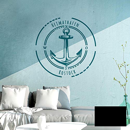 ilka parey wandtattoo-welt® Wandtattoo Wandbild Wandaufkleber Aufkleber Heimathafen Rostock Anker M2078 - ausgewählte Farbe: *schwarz* ausgewählte Größe: *L - 60cm breit x 60cm hoch* von ilka parey wandtattoo-welt