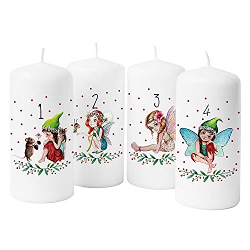 ilka parey wandtattoo-welt Adventskerzen Set Kerze Advent für Adventskranz Weihnachten Deko für Kinder Elfen und Feen ak01-04 von ilka parey wandtattoo-welt