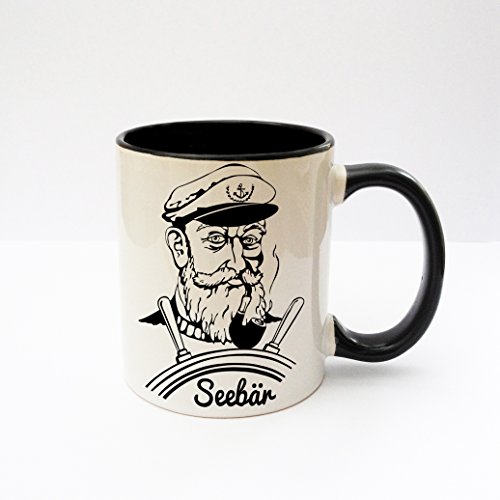 ilka parey wandtattoo-welt Becher Tasse Kaffeetasse Cup Mug Käpt'n Kapitän Seebär Steuerrad maritim ts134 von ilka parey wandtattoo-welt