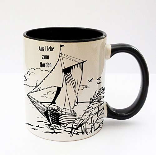 ilka parey wandtattoo-welt Becher Tasse Kaffeetasse Cup Mug mit Boot Schiff Zeesenboot Aus Liebe zum Norden Küste maritim ts130 von ilka parey wandtattoo-welt