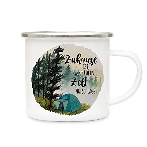 ilka parey wandtattoo-welt Emaille Becher Camping Tasse Zelt campen Wald & Spruch Zuhause ist, wo du Dein. Kaffeetasse Geschenk eb436 von ilka parey wandtattoo-welt