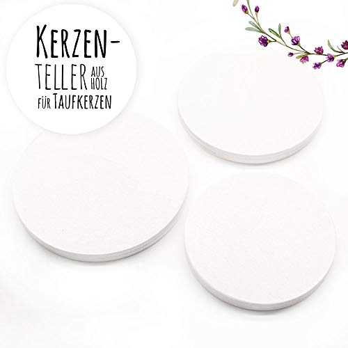 ilka parey wandtattoo-welt Kerzenteller Kerzenhalter Holz Teller Untersetzer perfekt für Stumpenkerzen Taufkerzen Patenkerzen Gastkerzen Kete - ausgewählte Größe: *1. Kerzenteller 8cm* von ilka parey wandtattoo-welt