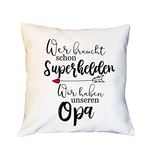 ilka parey wandtattoo-welt Kissen mit Spruch Superhelden wir haben unseren Opa inkl Füllung Dekokissen Zierkissen Spruchkissen Motto Zitat Bedruckt ks244 von ilka parey wandtattoo-welt