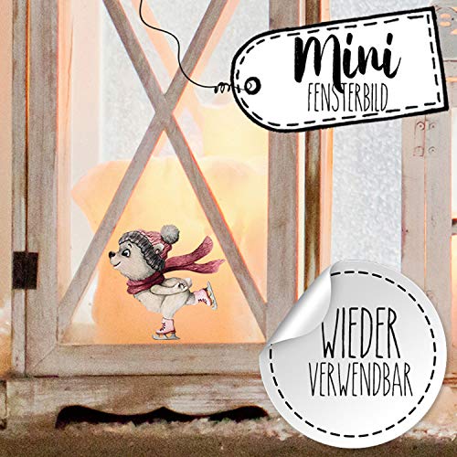 ilka parey wandtattoo-welt Mini-Fensterbild Weihnachtsdeko Eisbär Bär Schneeflocken -wiederverwendbar- Fensterdeko Winter Fensterbilder Kinder Zimmer bf88mini von ilka parey wandtattoo-welt