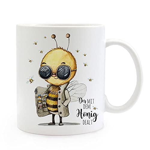 ilka parey wandtattoo-welt Ilka parey Keramik Tasse Becher für Imker Biene Bee Spruch Der mit dem Honig Dealt Imkerei Motiv Kaffeepott Kaffeebecher Kaffeetasse Geschenk ts2060 von ilka parey wandtattoo-welt
