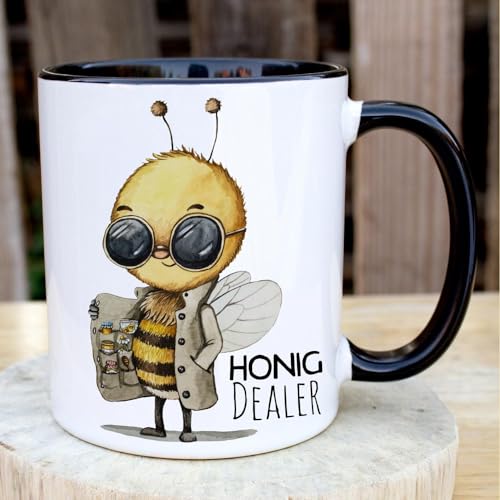 ilka parey wandtattoo-welt Tasse Becher Imker Biene Bienchen Bee Spruch Honig Dealer Motiv Kaffeebecher Kaffeetasse Geschenk Spruchbecher ts2137 - ausgewählte Farbe: *schwarz-weiß* von ilka parey wandtattoo-welt