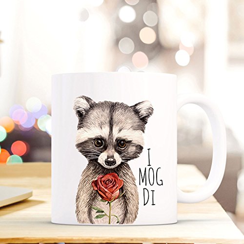 ilka parey wandtattoo-welt Tasse Becher Kaffeebecher mit Waschbär & Spruch I mog di Kaffeebecher Geschenk ts671 von ilka parey wandtattoo-welt