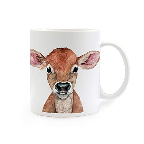 ilka parey wandtattoo-welt Tasse Emaille Becher oder Thermobecher Kaffeebecher mit Kalb Kälbchen Kaffeebecher Kälbchen-Motiv Geschenk pb018 - ausgewähltes Produkt: *Kaffeetasse* von ilka parey wandtattoo-welt