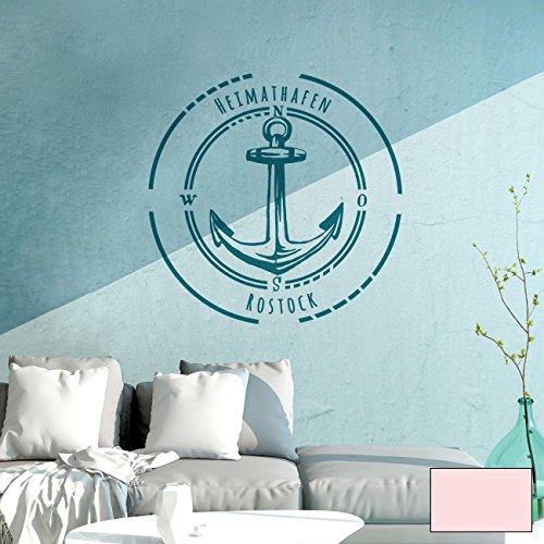 ilka parey wandtattoo-welt Wandtattoo Wandbild Wandaufkleber Aufkleber Heimathafen Rostock Anker M2078 ausgewählte Farbe: *Hellrosa* ausgewählte Größe: *XL - 80cm breit x 80cm hoch* von ilka parey wandtattoo-welt