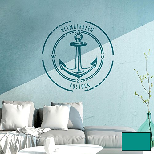 ilka parey wandtattoo-welt Wandtattoo Wandbild Wandaufkleber Aufkleber Heimathafen Rostock Anker M2078 ausgewählte Farbe: *türkis* ausgewählte Größe: *XXL - 100cm breit x 100cm hoch* von ilka parey wandtattoo-welt