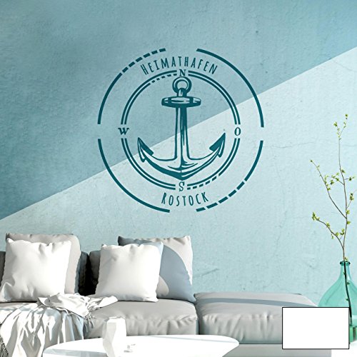 ilka parey wandtattoo-welt Wandtattoo Wandbild Wandaufkleber Aufkleber Heimathafen Rostock Anker M2078 ausgewählte Farbe: *weiß* ausgewählte Größe: *M - 35cm breit x 35cm hoch* von ilka parey wandtattoo-welt