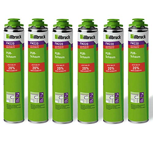 illbruck 6 x FM220 Montageschaum Pistolenschaum PUR Schaum 750ml Dose - 1K PUR Schaum zur Verfüllung, Dämmung und Isolierung der Fensteranschlussfugen sowie Füllung Anschlussfugen Türrahmen von Illbruck