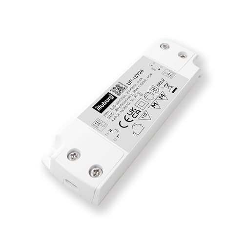 illuburg LED Trafo 24V 15W Flach Flackerfrei Geräuschlos für G4 GU5,3 LED Streifen Möbel Verdeckte Montage Netzteil Treiber Vorschaltgerät Driver Power Supply von illuburg