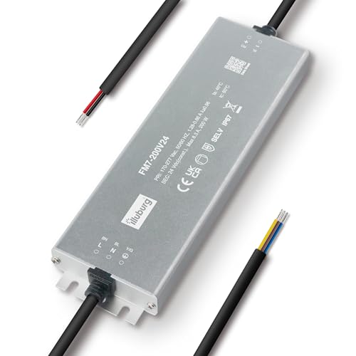 illuburg LED Trafo 24V 200W Wasserdicht IP67 Slim Flackerfrei für LED Strip Lampe LED Netzteil Treiber Power Supply von illuburg