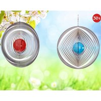 Illumino Edelstahl Windspiel 2Er Set Kreis Und Kreis-Raute-Kreis Mit 35mm Glaskugel Für Garten Wohnung Gartendeko Wohn Fenster Metall Deko Illumino Edelstahl Windspiel 2Er Set Kreis Und Kreis-Raute-Kreis Mit 35mm Glaskugel Für Garten Wohnung Gartendeko Wohn Fenster Metall Deko von illuminodesign