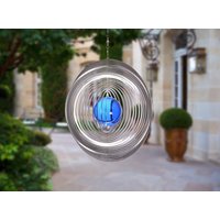 Illumino Edelstahl Windspiel Wind Spinner Kreis Mit 35mm Glaskugel Für Garten Wohnung Gartendeko Wohn Fenster Metall Deko 0531235 von illuminodesign