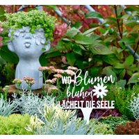 Illumino Gartendeko Blumenstecker Dekostecker Rostfrei Topfstecker Gartenpoesie "Wo Blumen Blühen..." Für Balkonkästen Terrassen Beet von illuminodesign