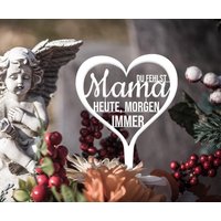 Illumino Grabdekoration Grabschmuck Grabstecker Aus Stahl Mit Trauerspruch/Mama Du Fehlst Heute Morgen Immer/ Eine Liebevolle Erinnerung von illuminodesign