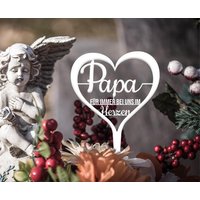 Illumino Grabdekoration Grabschmuck Wetterfeste Grabstecker/stahl/Trauerspruch /Papa Für Immer Bei Uns Im Herzen/ Eine Liebevolle Erinnerung von illuminodesign