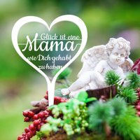Illumino Grabstecker Wetterfest Grabschmuck Metall Weiß Pulverbeschichtet Friedhof Grabdeko Trauer Spruch "Glück Ist Eine Mama..." Urne von illuminodesign