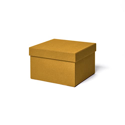 ilo - Aufbewahrungsbox mit Deckel cm 25x25 H.16 - Aufbewahrungskorb für Büro, Kleidung, Bettwäsche, Decken, Spielzeug, Bücher - Technischen Stoff Gelb - Recycelbar und in Italien Hergestellt von ilo