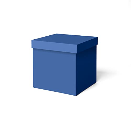 ilo - Aufbewahrungsbox mit Deckel cm 25x25 H.25 - Aufbewahrungskorb für Büro, Kleidung, Bettwäsche, Decken, Spielzeug, Bücher - Soft Touch Blau Überzug - Recycelbar und in Italien Hergestellt von ilo