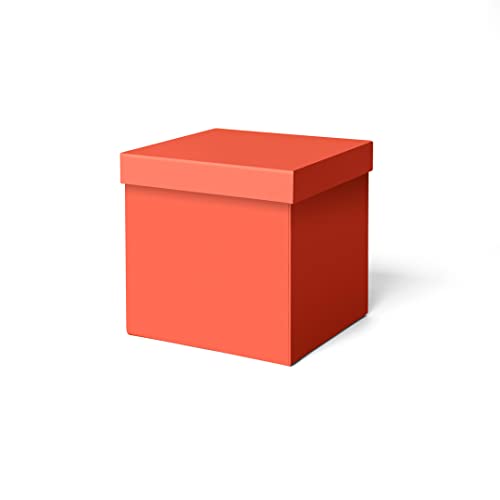 ilo - Aufbewahrungsbox mit Deckel cm 25x25 H.25 - Aufbewahrungskorb für Büro, Kleidung, Bettwäsche, Decken, Spielzeug, Bücher - Soft Touch Orange Überzug - Recycelbar und in Italien Hergestellt von ilo