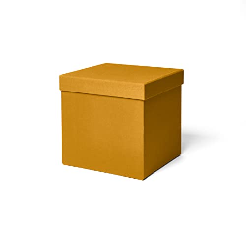 ilo - Aufbewahrungsbox mit Deckel cm 25x25 H.25 - Aufbewahrungskorb für Büro, Kleidung, Bettwäsche, Decken, Spielzeug, Bücher - Technischen Stoff Gelb - Recycelbar und in Italien Hergestellt von ilo