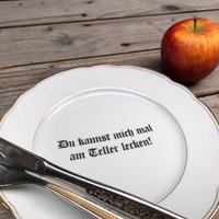 Spruch-Teller "Du Kannst Mich Mal...", Ca. 19cm; Freches Goldrandgeschirr, Von Hand Gedruckter Spruch; Zum Essen Od. An Die Wand Hängen von iloika