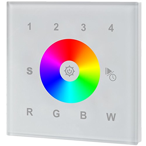 iluminize Touch Wand-Dimmer Funk: für RGB/RGB+W/RGBW LEDs, 1 Zone, 230V Anschluss, Schalterdosen-Installation, KEIN Universal-Gerät: Funk Controller ist erforderlich (1 Zone weiße Glasoberfläche) von iluminize