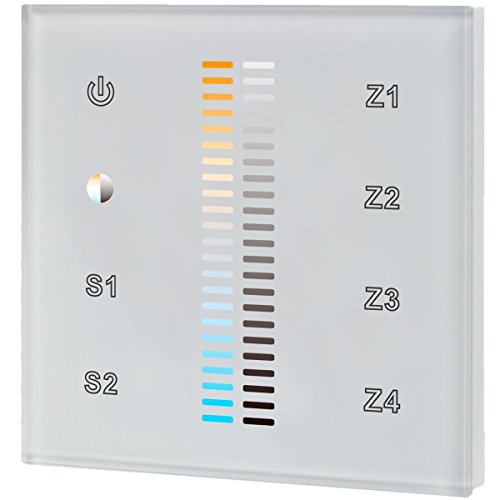 iluminize Touch Wand-Dimmer Funk: für duo-weiße (CCT) LEDs, 4 Zonen, 230V Anschluss, Schalterdosen-Installation, KEIN Universal-Gerät: Funk Controller ist erforderlich (für duo-weiße LEDs) von iluminize