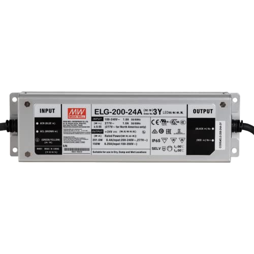 ELG-200-24A-3Y: MEAN WELL LED-Netzteil 200W, 24V, IP65, Spannung & Strom einstellbar von iluminize