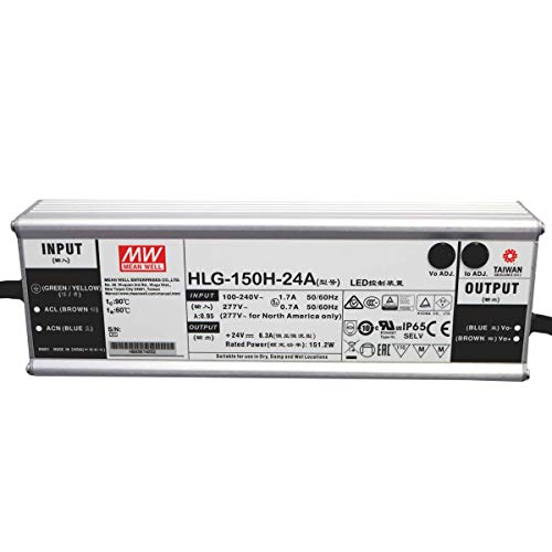 HLG-150H-24A: MEAN WELL LED-Netzteil 150W, 24V, IP65, Spannung & Strom einstellbar (24V 150W) von iluminize