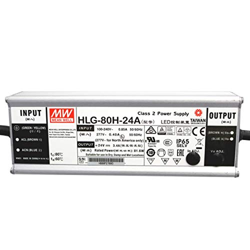 HLG-80H-24A: MEAN WELL LED-Netzteil 80W, 24V, IP65, Spannung & Strom einstellbar (24V 80W) von iluminize