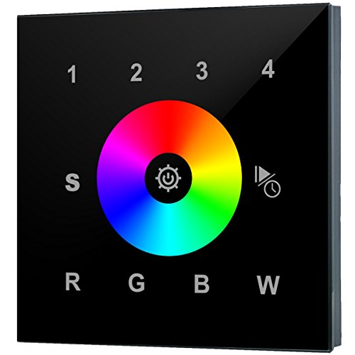 iluminize Touch Wand-Dimmer Funk: für RGB/RGB+W/RGBW LEDs, 4 Zonen, 230V Anschluss, Schalterdosen-Installation, KEIN Universal-Gerät: Funk Controller ist erforderlich (4 Zonen schwarze Glasoberfläche) von iluminize