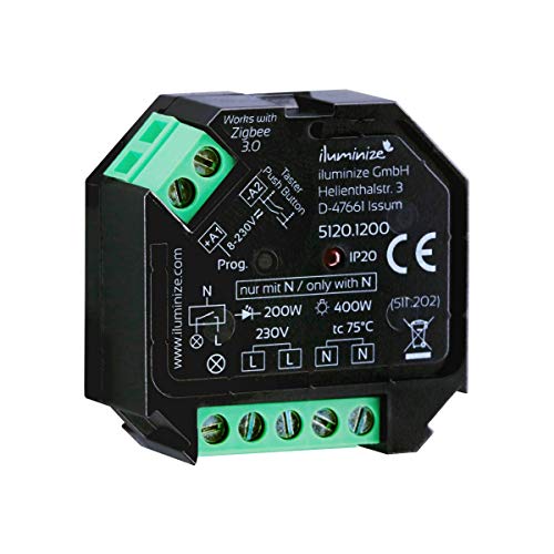 iluminize Zigbee 3.0 Schalt-Aktor Mini, 1 Kanal 230V, max. 400W, Lightlink & Touchlink, keine Dimmfunktion von iluminize