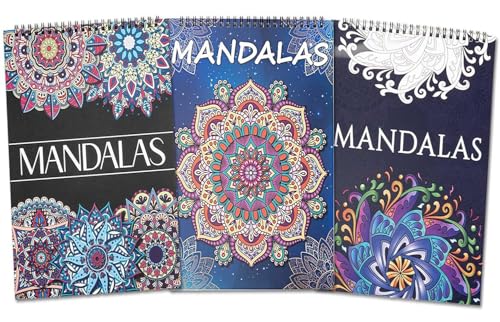 Ilyever Mandala-Malbuch-Set für Erwachsene, 60 einzigartige Mandala-Designs für Stressabbau und Entspannung, Spiralbindung, Malbücher für Erwachsene oder Frauen, 3 Stück Ilyever Mandala-Malbuch-Set für Erwachsene, 60 einzigartige Mandala-Designs für Stressabbau und Entspannung, Spiralbindung, Malbücher für Erwachsene oder Frauen, 3 Stück von ilyever