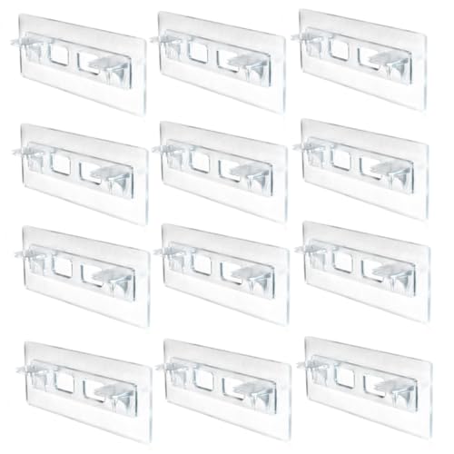 12 x Regalstützklammern, selbstklebende Acryl-Schrank-Regal-Clips mit starker Tragkraft für Möbel, Bücherregal, Schrank, 15 x 7,1 cm Stützclips von imFreienawn