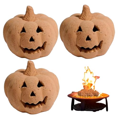 3pcs Feuerstelle Accessoires, Halloween Pumpkins Feuerstellen Lagerfeuerzubehör, imitierte Kürbisse Halloween Dekor für Party, Lagerfeuer, Lagerfeuer, Kamingruppe von imFreienawn