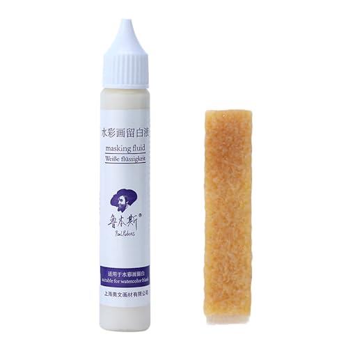 Maskierung Flüssigkeit Stift, 30 ml weiße flüssige Aquarellfarbe Kunstmaskingflüssigkeit mit Reinigungswisch von imFreienawn