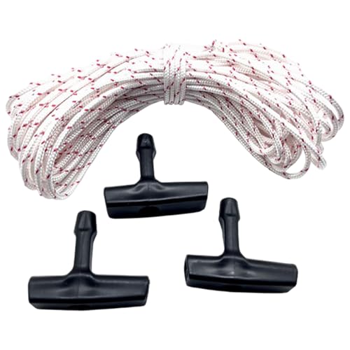 Rasenmäher-Zugkabel Ersatz, 49 Fuß Langer 4 mm Durchmesser Nylon-Startkabel mit 3 T-Form-Griffseil Rasenmäher-Zugkabel Ersatz, 49 Fuß Langer 4 mm Durchmesser Nylon-Startkabel mit 3 T-Form-Griffseil von imFreienawn