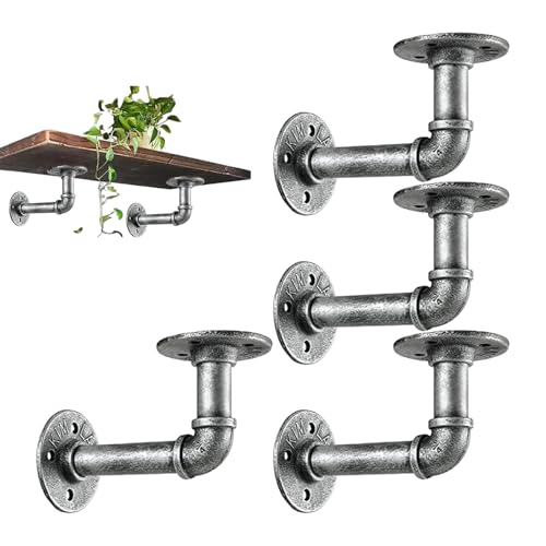 Rohrregalhalterung, 4pcs Vintage Heavy Duty Metal Regalhalters, wandmontierte schwimmende Regalhalterungen von imFreienawn