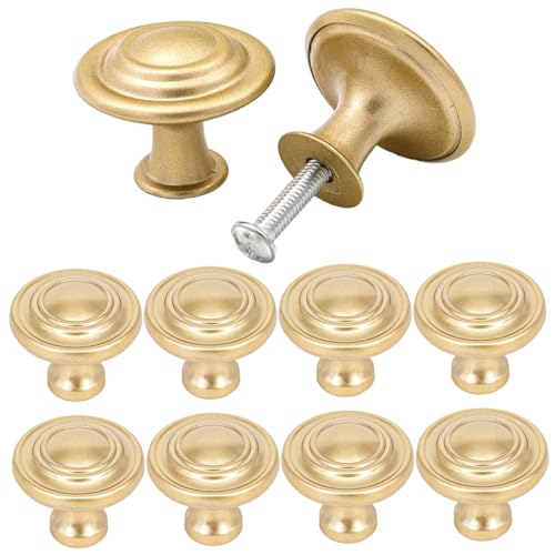 imFreienawn 10pcs Schrankknöpfe, Matt Gold Vintage Kommodenknöpfe runde Plastikmöbel ziehen für Schränke Kommode Schränke von imFreienawn