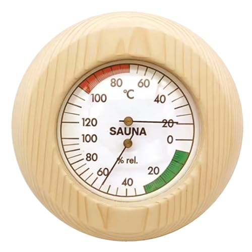 imFreienawn Sauna Thermometer Holz Raumthermometer Innen, 2in1 und Hygrometer, Rund Innen mit Präzisionsskala Sauna Zubehör für Dampfbad von imFreienawn