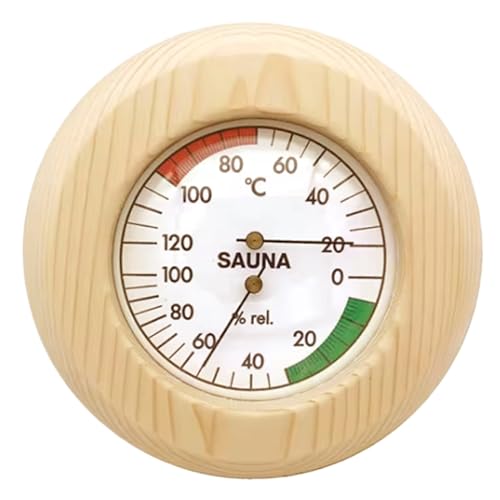 imFreienawn Sauna Thermometer Holzraum Thermometer Innenräume, 2-in-1 und Hygrometer, runde Innenräume mit Präzisionsskala Sauna-Zubehör für Dampfbad von imFreienawn