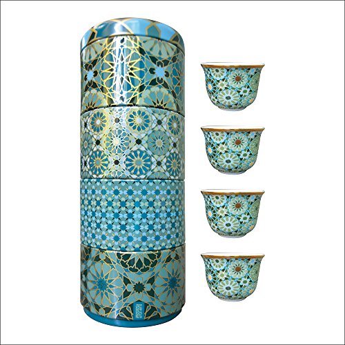 images d´ orient Tin Box with 4 Coffee Cups Blechdose mit 4 Porzellan Kaffeetassen Andalusia 60ml, Images d`Orient:Andalusia von IMAGES D'ORIENT