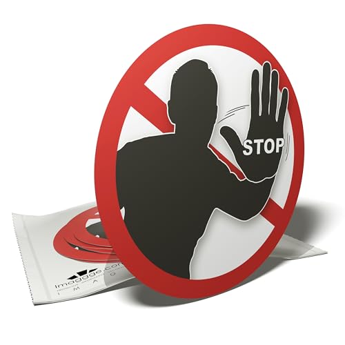 6 Stück Stop Aufkleber - Kein Durchlaufen oder Überqueren - 95mm Schild für Innen und Außen von imaggge.com