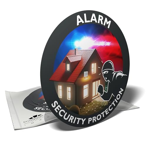 Abschreckung Aufkleber Einbrecher - Haus gesichert durch Alarm (Polizei) - 6 runde Aufkleber - 9,5cm von imaggge.com